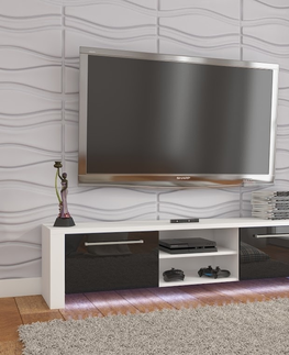 TV stolky TV stolek ZARKENT 3, bílá/černý lesk, 5 let záruka