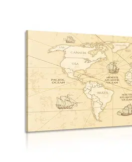 Obrazy mapy Obraz mapa světa s loďkami