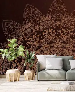 Samolepící tapety Samolepící tapeta moderní prvky Mandaly v odstínech hnědé