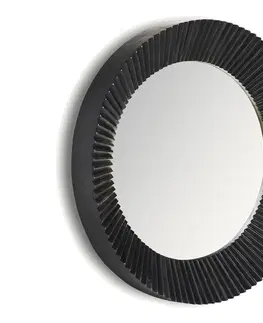 Luxusní a designová zrcadla Estila Luxusní moderní černé kulaté nástěnné zrcadlo Plissé Nero se skládaným designem rámu 92 cm
