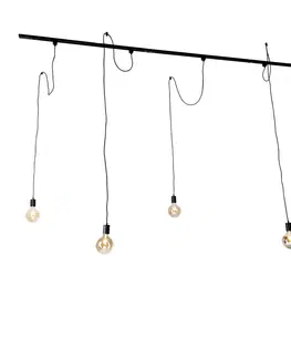 Listove osvetleni Moderní 1-fázový kolejnicový systém s 5 závěsnými lampami černá - Cavalux