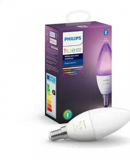 LED žárovky PHILIPS HUE Hue White and Color Ambiance Bluetooth LED žárovka E14 87195143566106W 470lm 2000-6500K RGB
