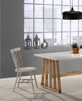 Designové a luxusní jídelní stoly Estila Masivní dřevěný jídelní stůl Felicita se světlou povrchovou deskou a přírodní hnědou konstrukcí 150cm
