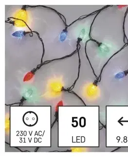 Vánoční řetězy a lamety EMOS LED vánoční řetěz Bulbs 9,8 m vícebarevný