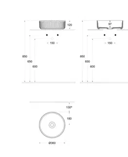 Umyvadla ISVEA ION keramické umyvadlo na desku, průměr 36cm, bílá 10NF66036
