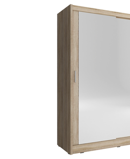 Šatní skříně Kombinovaná skříň CONCINNA 2 se zrcadlem 130, dub sonoma