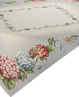 Dekorační ubrusy Béžový gobelínový ubrus s tkaným vzorem barevných květin