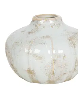 Dekorativní vázy Pastelově modrá keramická váza s patinou - Ø 14*11 cm Clayre & Eef 6CE1203