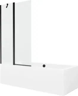 Vany MEXEN/S Cube obdélníková vana 180 x 80 cm s panelem + vanová zástěna 100 cm, transparent, černá 550518080X9410117000
