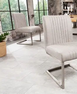 Luxusní jídelní židle Estila Industriální jídelní židle inspirativní 57cm šedým potahem