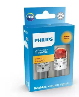 Autožárovky Philips LED P21/5W 12V 2.5/0.5W Ultinon Pro6000 SI Amber Intense 2ks 11499AU60X2
