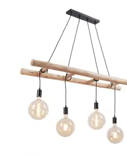 Designová závěsná svítidla LEUCHTEN DIREKT is JUST LIGHT Závěsné svítidlo v moderním retro designu s dřevěným žebříkem z eukalyptového dřeva