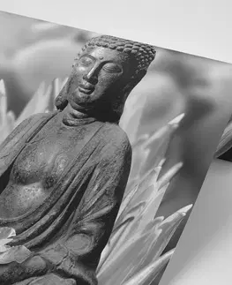 Černobílé tapety Fototapeta klidný černobílý Budha