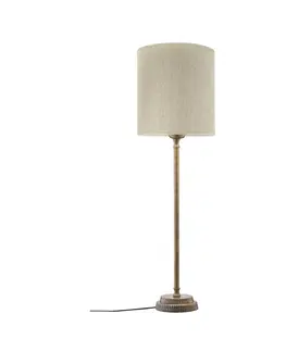 Stolní lampy PR Home PR Home Stolní lampa Kent béžová/mosazné stínidlo Celyn cylindr