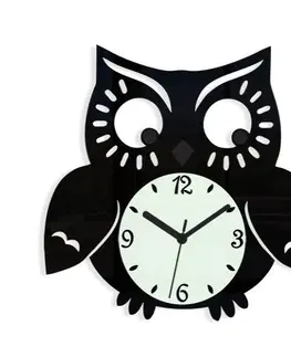 Hodiny ModernClock Nástěnné hodiny Owl černé