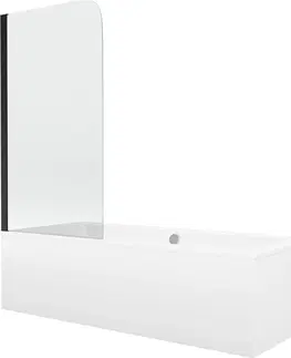 Vany MEXEN/S Cube obdélníková vana 170 x 80 cm s panelem  + vanová zástěna 70 cm, transparent,  černá 550517080X9007017000