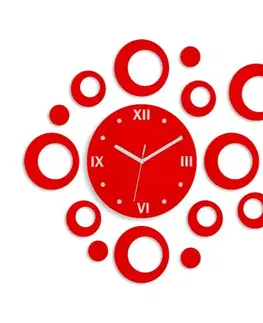 Nalepovací hodiny ModernClock 3D nalepovací hodiny Rings červené