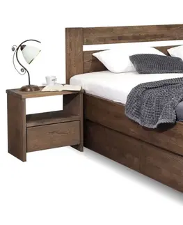 s úložným prostorem Zvýšená postel dvoulůžko s úložným prostorem Trinity, masiv dub
