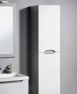 Koupelnový nábytek SAPHO WAVE skříňka vysoká 35x140x30cm, levá/pravá, bílá/dub stříbrný WA245-3011