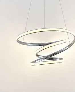 Závěsná světla Lucande Lucande Sakina LED závěsné světlo chrom Ø 58cm