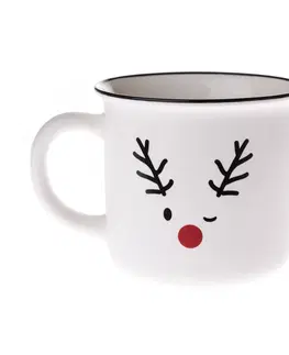 Hrnky a šálky Vánoční porcelánový hrnek Cute reindeer bílá, 380 ml