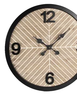 Hodiny Hnědo-černé antik nástěnné hodiny Villiam - Ø 64*4 cm / 1*AA Clayre & Eef 5KL0231
