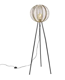 Stojaci lampy Průmyslová stativová stojací lampa bronzová s černou - Dong