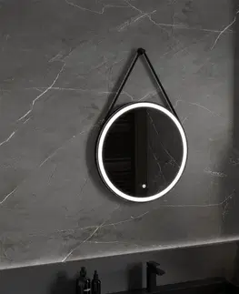 Koupelnová zrcadla MEXEN Reni zrcadlo s osvětlením, 60 cm, LED 6000K, černý rám 9812-060-060-611-70