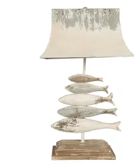 Lampy Kovovo-dřevěná vintage stolní lampa s rybami - 44*30*75 cm Clayre & Eef 5LMP302
