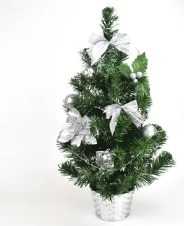 Vánoční dekorace Vánoční stromek zdobený, 50 cm, stříbrná