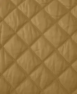 Jednobarevné přehozy na postel Stylový prošívaný přehoz hnědo žluté barvy