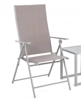 Zahradní křesla Set zahradních polohovacích židlí se stolkem 3 ks Stříbrná / taupe