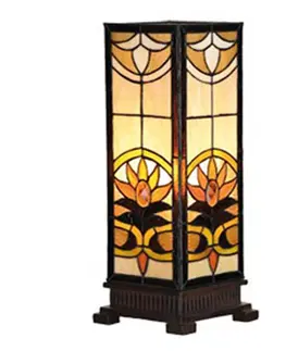 Stolní lampy Clayre&Eef Hranatá stolní lampa Sina ve vzhledu Tiffany