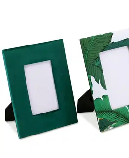 Klasické fotorámečky AmeliaHome Dva fotorámečky 26x21 cm, 24x19 cm GRENO zelené, s listy, velikost 21x26x2