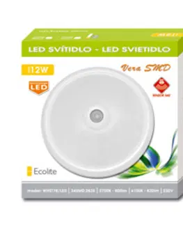 LED stropní svítidla Ecolite LED sv. s PIR, 24xSMD, 12W, 4100K WHST78/LED-4100