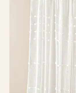 Záclony Moderní krémový závěs Marisa se stříbrnými průchodkami 140 x 260 cm