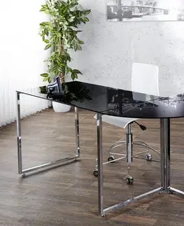 Stylové a luxusní pracovní a psací stoly Estila Luxusní elegantní pracovní stůl Big Deal černý