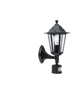 Zahradní lampy Eglo EGLO 22469 - Venkovní nástěnné svítidlo se senzorem LATERNA 1xE27/60W černá 