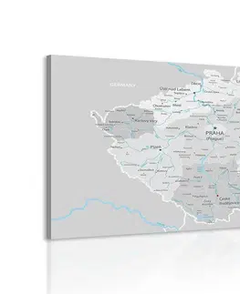 Obrazy mapy Obraz šedá mapa Česka s kontrastem