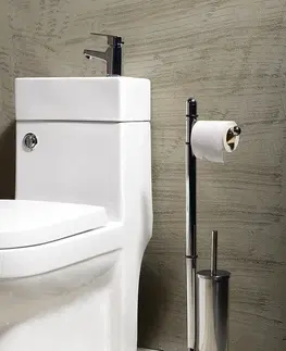 WC štětky Aqualine HIBISCUS stojan s držákem na toaletní papír a WC štětkou chrom