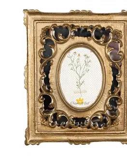 Klasické fotorámečky Zlatý antik fotorámeček s ornamenty - 16*3*20 cm / 7*9 cm Clayre & Eef 2F1049