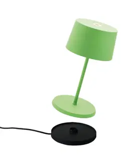 Venkovní osvětlení terasy Zafferano Zafferano Olivia mini 3K dobíjecí stolní lampa jablečně zelená