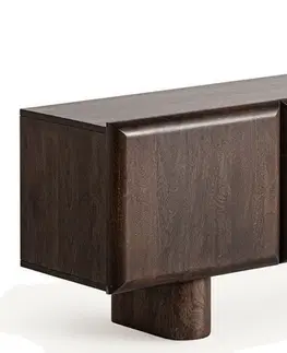 Luxusní a designové televizní stolky Estila Masivní tmavě hnědý TV stolek Craigh z mangového dřeva 200cm
