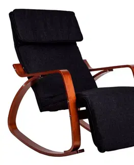 Židle Černé houpací křeslo s hnědým rámem