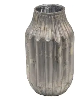 Dekorativní vázy Béžovo-šedá antik dekorační skleněná váza - 5*6*14 cm Clayre & Eef 6GL3580
