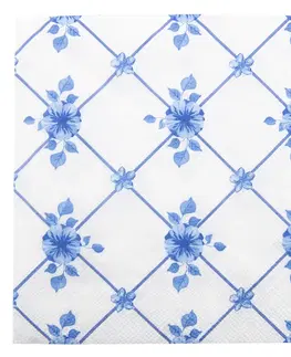 Ubrousky Papírové ubrousky s modrými květy - 33*33 cm (20) Clayre & Eef 73037