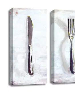 Obrazy Wallity Sada obrazů Dinner 3 ks bílá