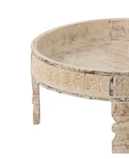 Konferenční stolky Vintage podnos / stolek na nožkách z recyklovaného dřeva - Ø 62*28 cm J-Line by Jolipa 1681