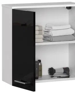 Koupelnový nábytek Ak furniture Závěsná koupelnová skříňka Fin 60 cm bílá/černá lesk