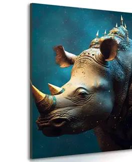 Obrazy vládci živočišné říše Obraz modro-zlatý nosorožec